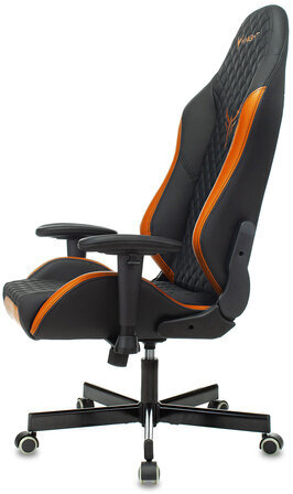 Кресло компьютерное Knight EXPLORE, 2 подушки, экокожа премиум, черное/оранжевое, 1628886