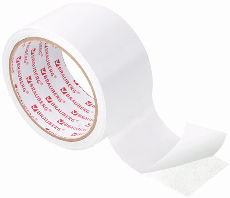Клейкая двухсторонняя лента 50 мм х 10 м, БУМАЖНАЯ ОСНОВА, BRAUBERG, 229055