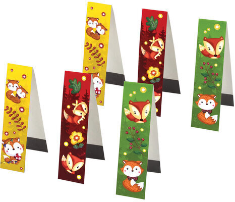 Закладки для книг с магнитом "ЛИСЯТА", набор 6 шт., блестки, 25x196 мм, ЮНЛАНДИЯ, 111639