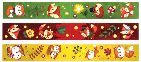 Закладки для книг с магнитом "ЛИСЯТА", набор 6 шт., блестки, 25x196 мм, ЮНЛАНДИЯ, 111639