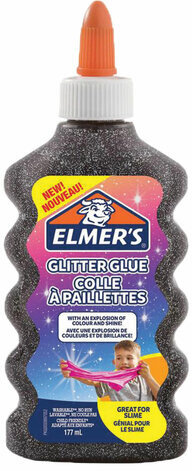 Клей для слаймов канцелярский с блестками ELMERS Glitter Glue, 177 мл, черный, 2109501
