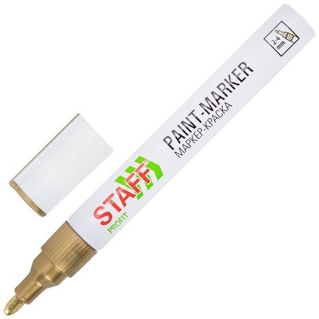 Маркер-краска лаковый (paint marker) 2-4 мм, ЗОЛОТИСТЫЙ, НИТРО-ОСНОВА, STAFF PROFIT, для любых поверхностей, 152579