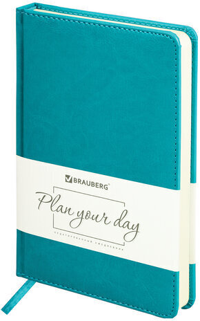Ежедневник недатированный А5 138х213 мм BRAUBERG "Imperial" под кожу, 160 л., бирюзовый, 111857