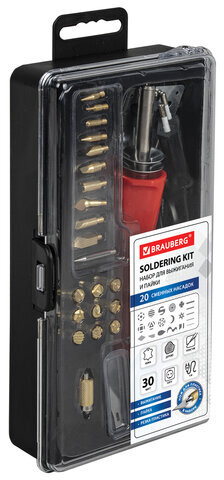 Набор для выжигания и пайки, 20 насадок + нож, в пластиковом кейсе, BRAUBERG, 664701