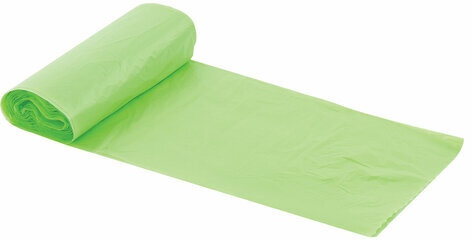 Мешки для мусора биоразлагаемые 30 л зеленые в рулоне 20 шт. прочные, ПНД 10 мкм, 50х60 см, LAIMA, 601400