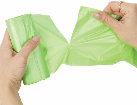 Мешки для мусора биоразлагаемые 30 л зеленые в рулоне 20 шт. прочные, ПНД 10 мкм, 50х60 см, LAIMA, 601400