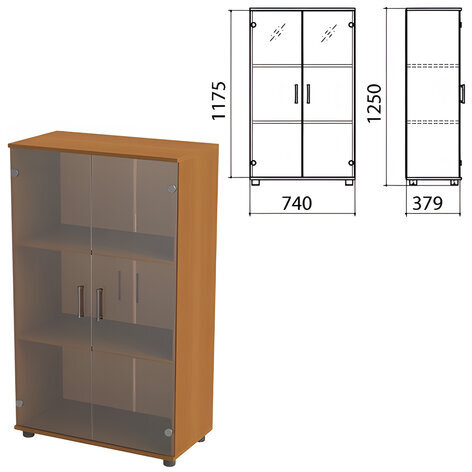 Шкаф закрытый со стеклом "Монолит", 740х390х1250 мм, цвет орех гварнери (КОМПЛЕКТ)