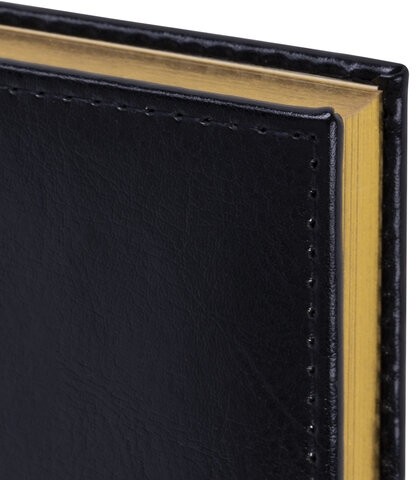 Ежедневник недатированный А5 138х213 мм BRAUBERG "FLAME", под кожу, 160 л., черный, золотой срез, 113426