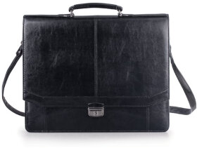 Портфель &quot;Бизнес&quot;, 41х34х10 см, искусственная кожа, 3 отделения, замок с ключом, черный, 309