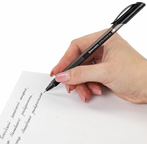 Ручка гелевая BRAUBERG "Extra Glide Gel", ЧЕРНАЯ, трехгранная, игольчатый наконечник 0,7 мм, линия 0,5 мм, 144077