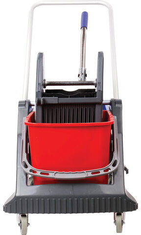 Тележка уборочная BRABIX, 2 съемных ведра 30 л, механический отжим, пластиковый каркас, фиксирующаяся ручка, 606661