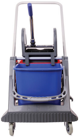 Тележка уборочная BRABIX, 2 съемных ведра 30 л, механический отжим, пластиковый каркас, фиксирующаяся ручка, 606661