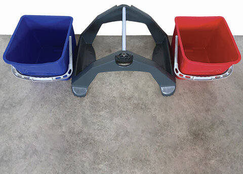 Тележка уборочная BRABIX, 2 съемных ведра 30 л, механический отжим, пластиковый каркас, фиксирующаяся ручка, 606661