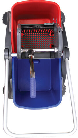 Тележка уборочная BRABIX, 2 съемных ведра 30 л, механический отжим, пластиковый каркас, фиксирующаяся ручка, 606661