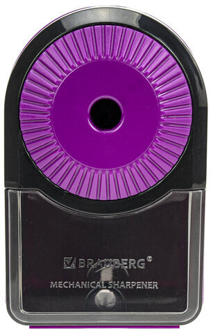 Точилка механическая BRAUBERG ULTRA для чернографитных и цветных карандашей, крепление к столу, цвет корпуса сиреневый с черным, 271341
