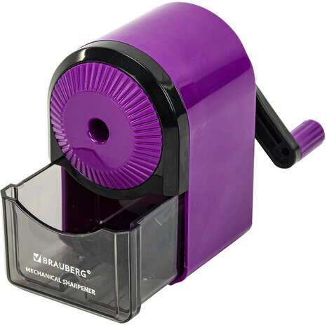 Точилка механическая BRAUBERG ULTRA для чернографитных и цветных карандашей, крепление к столу, цвет корпуса сиреневый с черным, 271341