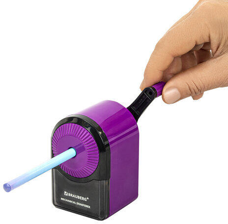 Точилка механическая BRAUBERG ULTRA для чернографитных и цветных карандашей, крепление к столу, цвет корпуса сиреневый с черным, 271341