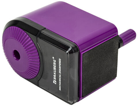 Точилка механическая BRAUBERG ULTRA для чернографитных и цветных карандашей, крепление к столу, цвет корпуса сиреневый с черным, 271341