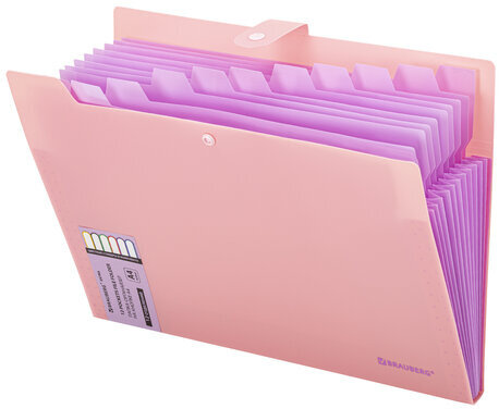 Папка-органайзер на кнопке 12 отделений, BRAUBERG "Extra", А4, персиковая с лавандовым, 271931