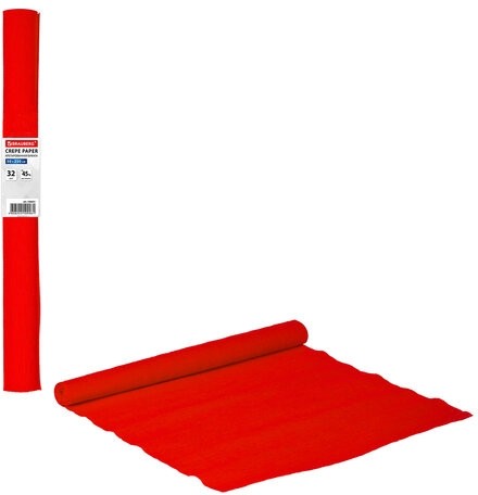 Бумага гофрированная/креповая, 32 г/м2, 50х250 см, красная, в рулоне, BRAUBERG, 126531