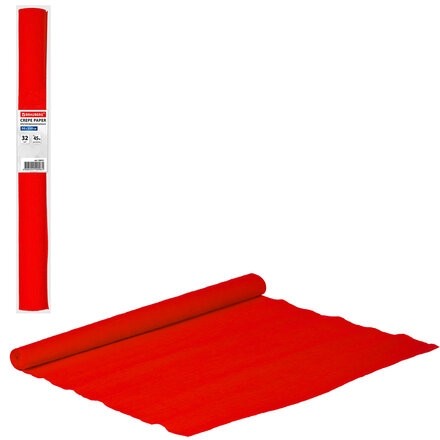 Бумага гофрированная/креповая, 32 г/м2, 50х250 см, красная, в рулоне, BRAUBERG, 126531