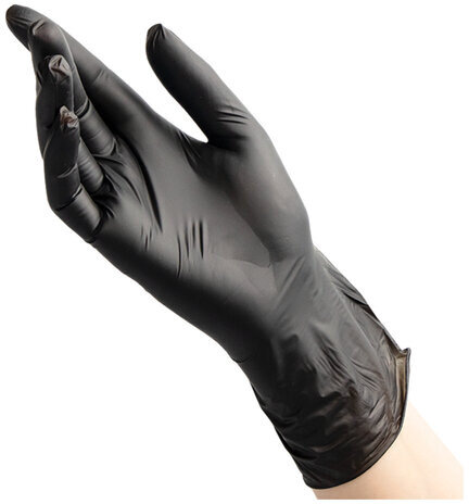 Перчатки одноразовые виниловые BENOVY 50 пар (100 шт.), размер M (средний), черные, -