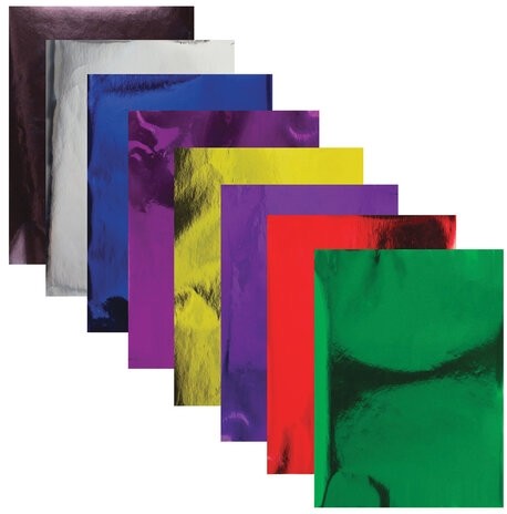 Картон цветной, А4, ЗЕРКАЛЬНЫЙ, 8 листов 8 цветов, 180 г/м2, ОСТРОВ СОКРОВИЩ, 210х297 мм, 129879