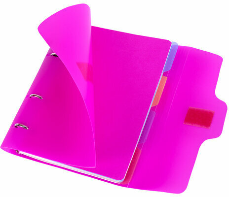 Тетрадь на кольцах А5 175х220 мм, 120 л., пластик, на липучке, с разделителями, BRAUBERG, Розовый, 404635