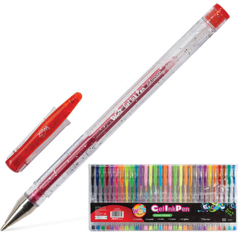 Ручки гелевые BEIFA (Бэйфа) "WMZ", НАБОР 30 ЦВЕТОВ, узел 0,9 мм, линия письма 0,7 мм, GA1030-30