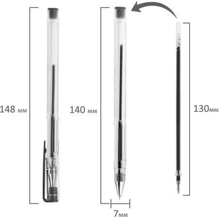 Ручки гелевые ПИФАГОР, НАБОР 6 ЦВЕТОВ, корпус прозрачный, узел 0,5 мм, линия письма 0,35 мм, 142793
