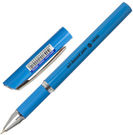 Ручка шариковая масляная с грипом BRAUBERG "Roll", СИНЯЯ, корпус синий, узел 0,7 мм, линия письма 0,35 мм, 143005