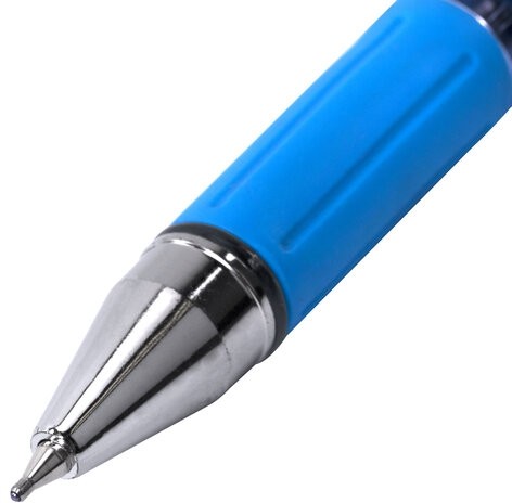 Ручка шариковая масляная с грипом BRAUBERG "Roll", СИНЯЯ, корпус синий, узел 0,7 мм, линия письма 0,35 мм, 143005