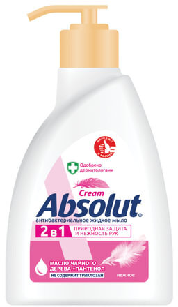 Мыло жидкое антибактериальное 250 мл ABSOLUT (Абсолют) "Нежное", дозатор, не содержит триклозан, 5061, 5007, 5061