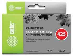 Картридж струйный CACTUS (CS-PGI425BK) для CANON Pixma MG5140/MG5240/MG6140/MG8140, черный