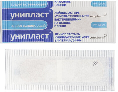 Набор лейкопластырей бактерицидных 20 шт., УНИПЛАСТ, 1,9х7,2 см, влагостойкие, 20024393
