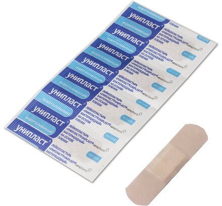 Набор лейкопластырей бактерицидных 20 шт., УНИПЛАСТ, 1,9х7,2 см, влагостойкие, 20024393