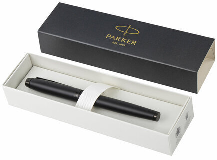 Ручка-роллер PARKER "IM Achromatic Black BT", корпус черный матовый, нержавеющая сталь, черная, 2127743