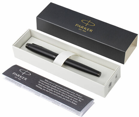 Ручка-роллер PARKER "IM Achromatic Black BT", корпус черный матовый, нержавеющая сталь, черная, 2127743