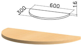 Стол приставной полукруг &quot;Канц&quot;, 600х300х750 мм, БЕЗ ОПОРЫ, цвет бук невский, ПК35.10