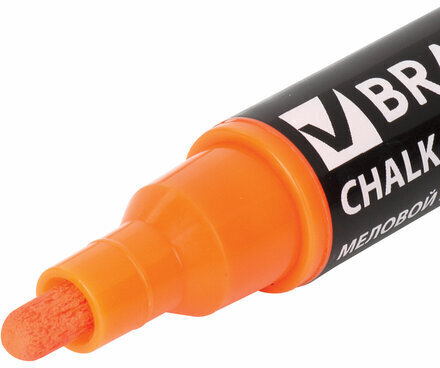 Маркер меловой "POP-ART" ОРАНЖЕВЫЙ, 5 мм, стираемый, для гладких поверхностей, BRAUBERG, 151531