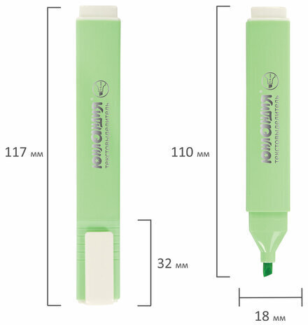 Текстовыделитель ЮНЛАНДИЯ "COLORSTAR PASTEL", МЯТА, линия 1-4 мм, 151711
