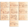 Заготовки деревянные для выжигания "Транспорт", 5 шт., 10 рисунков, 15х21 см, BRAUBERG HOBBY, 665307