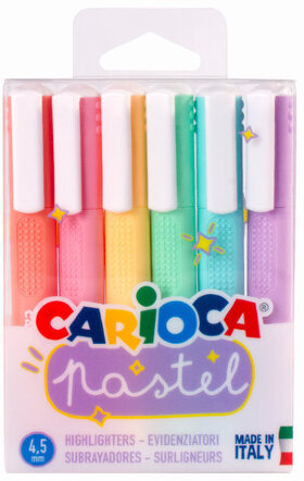 Набор текстовыделителей CARIOCA (Италия) 6 шт., АССОРТИ, &quot;Pastel&quot;, линия 1-5 мм, 43033