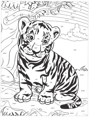 Раскраска по номерам А4, ЮНЛАНДИЯ "ТИГРЕНОК", С АКРИЛОВЫМИ КРАСКАМИ, на картоне, кисть, 661596