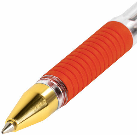 Ручка шариковая с грипом BRAUBERG "X-ONE", КРАСНАЯ, корпус прозрачный, узел 0,5 мм, линия письма 0,35 мм, 143989