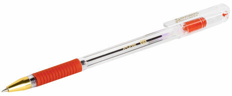 Ручка шариковая с грипом BRAUBERG "X-ONE", КРАСНАЯ, корпус прозрачный, узел 0,5 мм, линия письма 0,35 мм, 143989