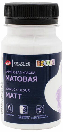 Краска акриловая матовая "Декола", банка 100 мл, белая, 14327104