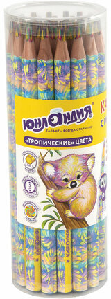 Карандаш с многоцветным грифелем МЯГКИЙ, 1 шт., ЮНЛАНДИЯ "MAGIC TROPIC", тропические цвета, утолщенный, 181790