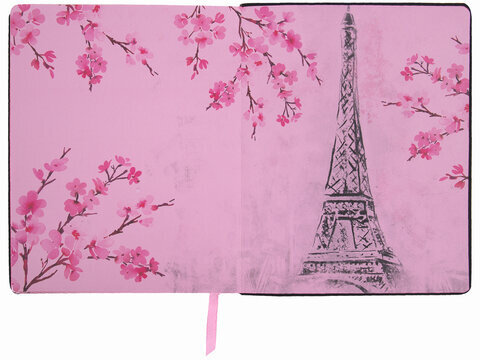 Тетрадь А5 (168х208 мм), 80 л., сшивка, клетка, под кожу, BRAUBERG VISTA, "Paris", 403915