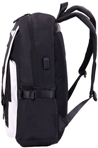 Рюкзак HEIKKI FUSION (ХЕЙКИ) универсальный, USB-порт, черный с белыми вставками, 45х31х15 см, 272578